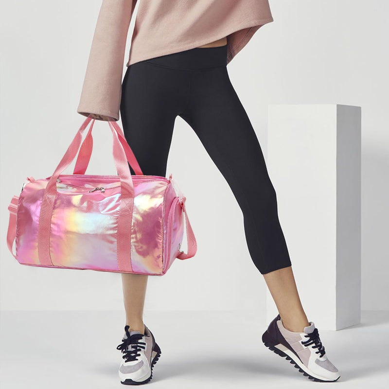 LEDAOU Gym Bag Sports Duffle Bag with Wet Pocket Weekender Overnight Bag with Waterproof Shoe Pouch and Air Hole for Girls Kids Women Travel Foldable Bag - Image 2
