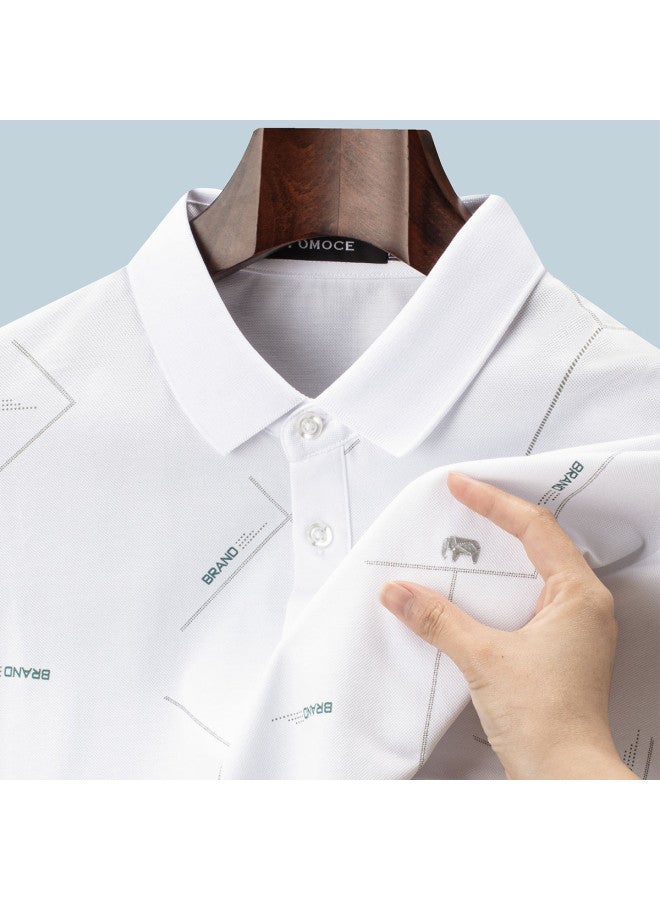 Fomoce 24 New Style Men's Polo Shirt With 24% Mulberry Silk - Moisture-wicking & Breathable Business Casual Short Sleeve Top - Image 3