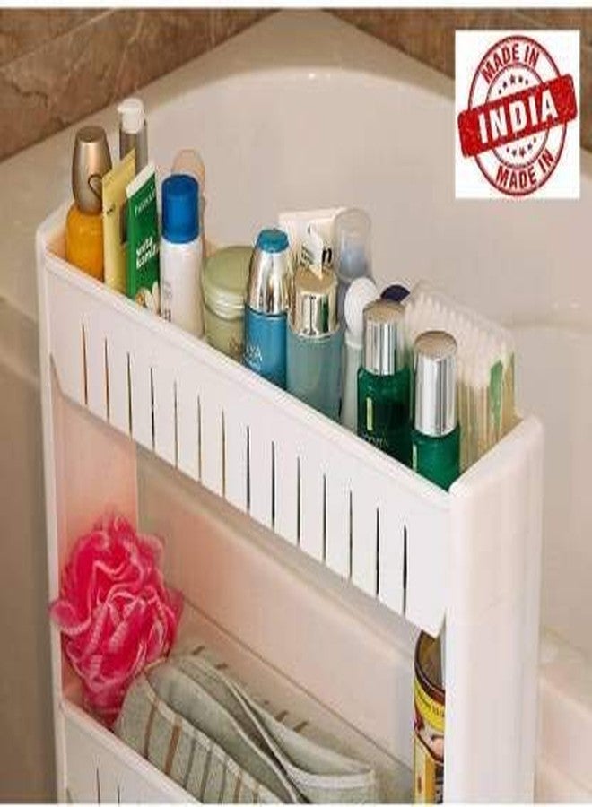 Divik 2 Tier Slim Multipurpose Storage Rack - Space Saving Storage Organizer Rack Shelf with Wheels (Make in India) - Image 4