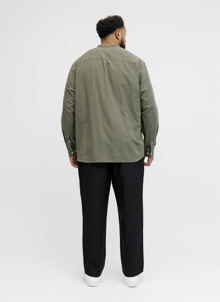 JACK & JONES Linen Blend Plus Size long Sleeve Shirt - Image 2