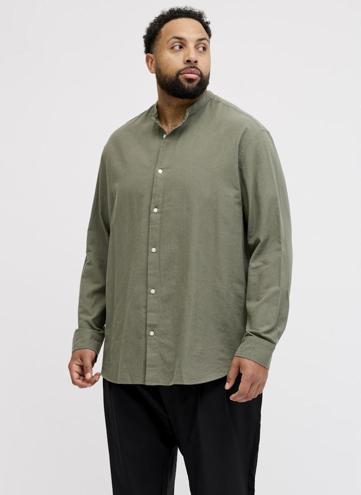 JACK & JONES Linen Blend Plus Size long Sleeve Shirt - Image 1
