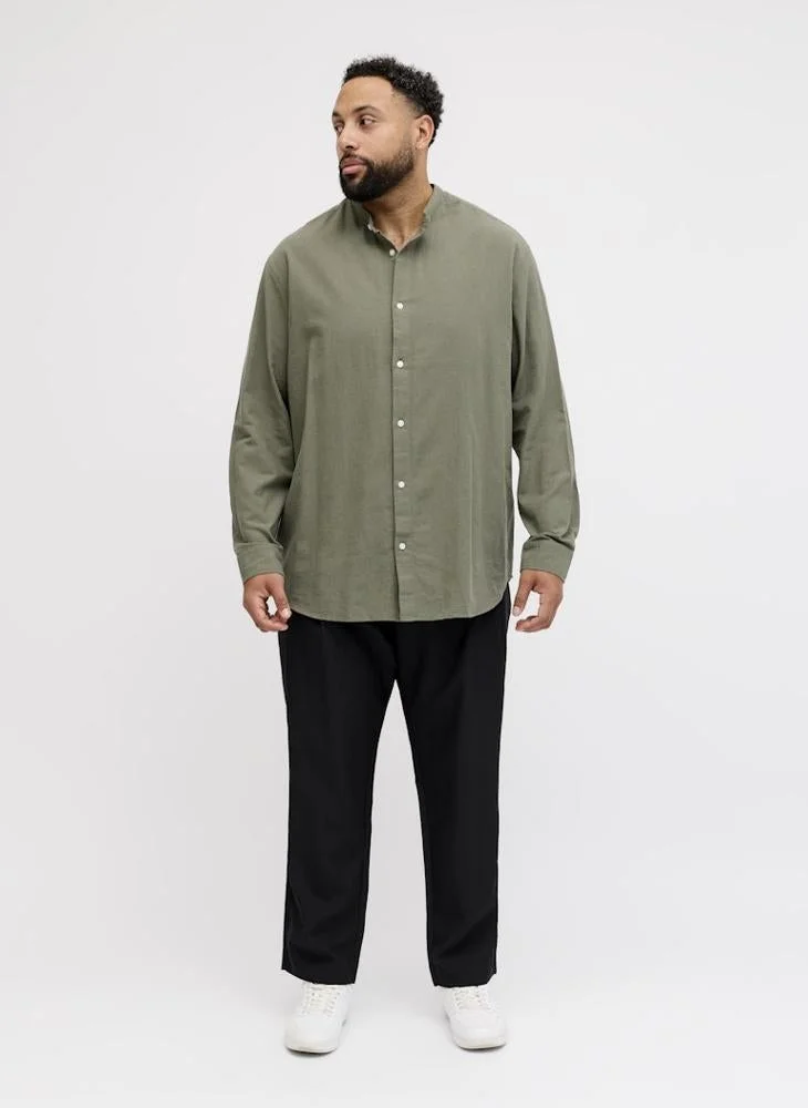 JACK & JONES  Linen Blend Plus Size long Sleeve Shirt for Men | Best Price UAE