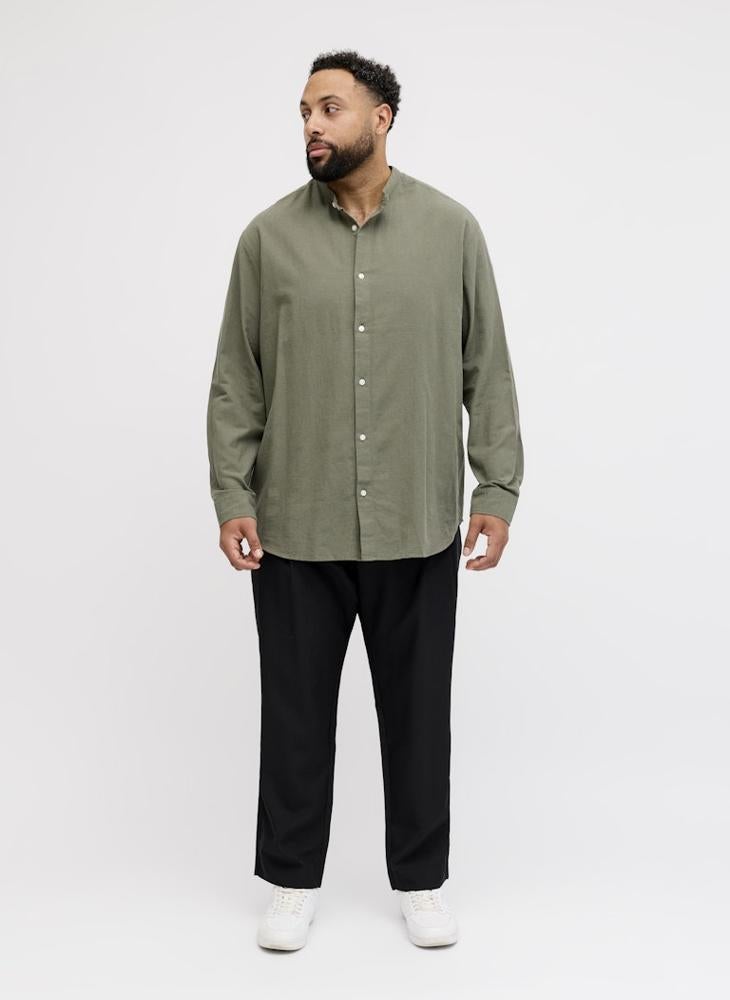 JACK & JONES Linen Blend Plus Size long Sleeve Shirt - Image 4