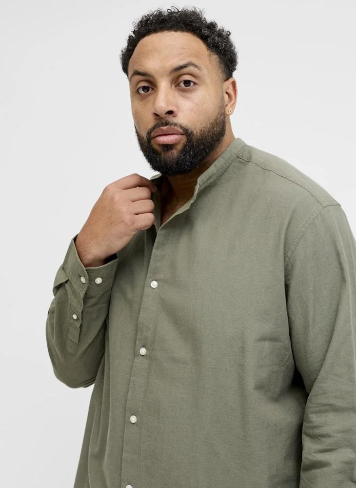 JACK & JONES  Linen Blend Plus Size long Sleeve Shirt for Men | Best Price UAE