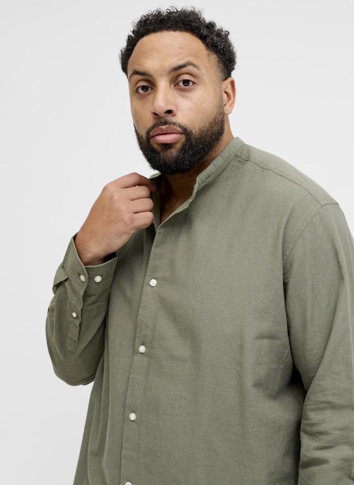 JACK & JONES Linen Blend Plus Size long Sleeve Shirt - Image 3