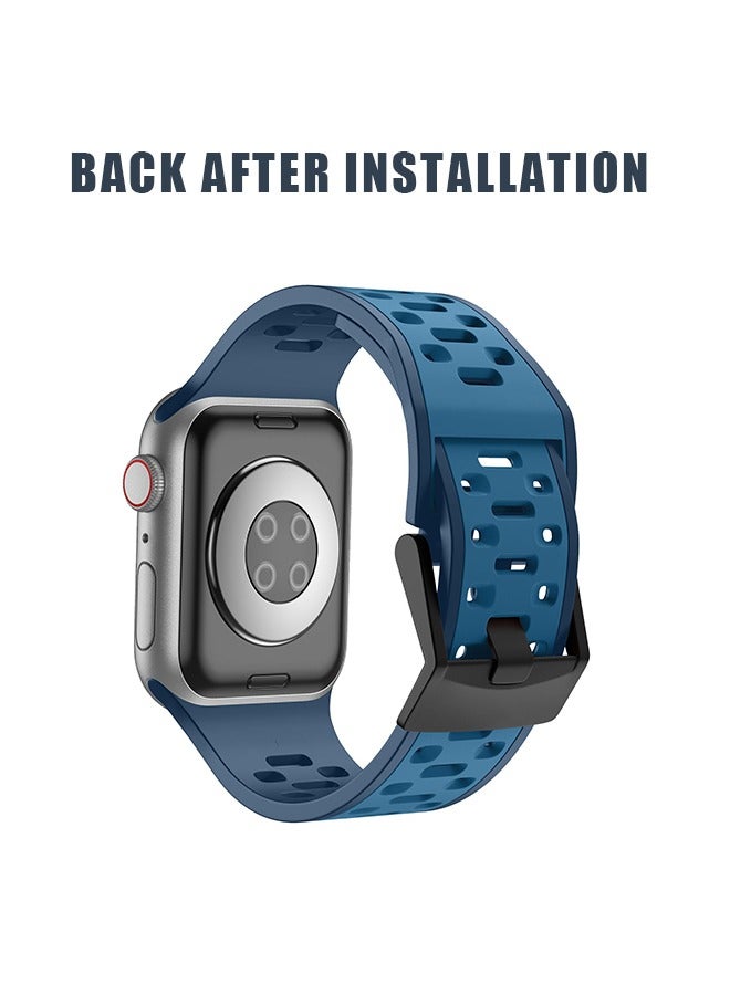 بيوند سوار ساعة ذكية بديل، متوافق مع سوار ساعة Apple Watch مقاس 49 مم و45 مم و44 مم و42 مم، سوار رياضي ناعم من السيليكون (أزرق ملكي) - Image 4