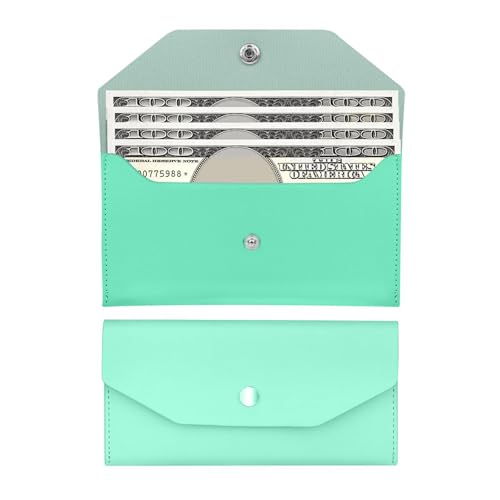 Nolcha Pu Leather Cash Envelope Wallet - Reusable Cash Stuffing Wallet for Men and Women -Green - Image 1