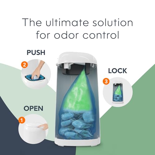 Diaper Genie Classic Gift Set | Baby Registry Must-Have | Odor Control with Push-N-Lock | Refill Supply for Up to 1,245 Newborn Diapers - Image 4