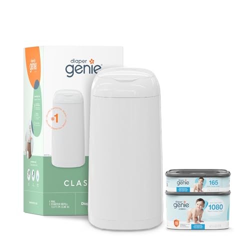Diaper Genie Classic Gift Set | Baby Registry Must-Have | Odor Control with Push-N-Lock | Refill Supply for Up to 1,245 Newborn Diapers - Image 5