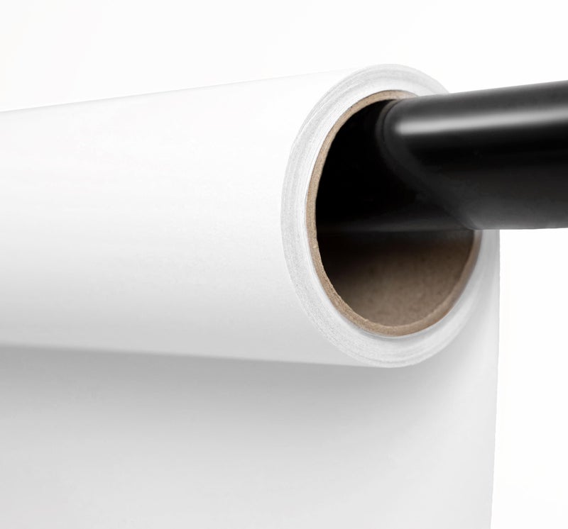Kate Seamless Paper Backdrop White Paper Backdrop for Photoshoot (86''x32.8' Arctic White) - Image 1