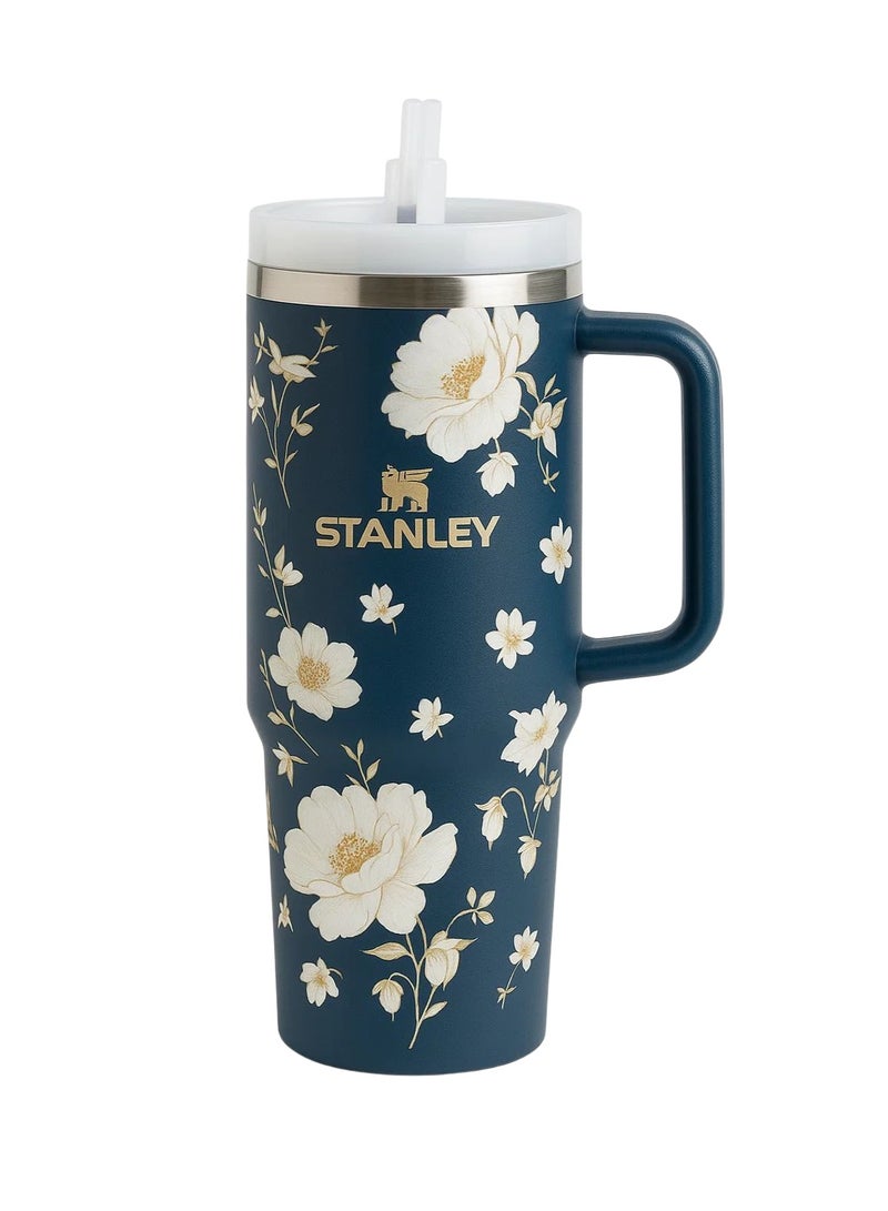 كوب ستانلي أوريجينال فلوستات كوينشر H2.0 معزول بالفراغ من الفولاذ المقاوم للصدأ مع غطاء وقش للمياه أو الشاي المثلج وعصير القهوة والعصائر وما إلى ذلك، 1.18 لتر