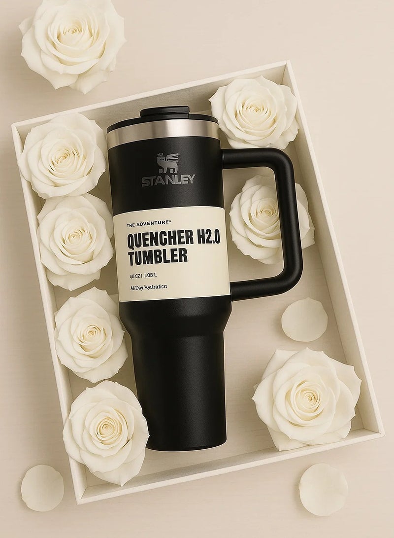 Stanley Original Flowstate Quencher H2.0 Vacuum Insulated Stainless Steel Mug with Lid and Straw for Water or Iced Tea Coffee Juice Smoothie Etc 1.18 Liter - Image 1