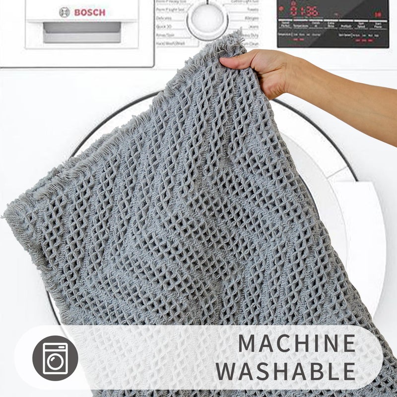 BULULOM Bathroom Decor Bathroom Rugs Upgraded Waffle Bath Mat Super Absorbent Non Slip Bath Carpet Machine Washable Bathroom Rugs for Bathroom  Quick Dry Shower Mats  Ultra Soft Gray 2' x 6' - Image 3