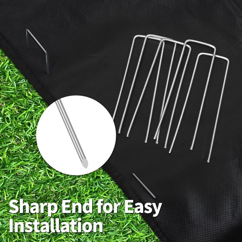 CEWOR 100 Pack Landscape Staples 4 Inches, Galvanized Garden Stakes Landscape Staples Fabric Pins Lawn Stakes for Barrier Fabric, U-Type Heavy Duty - Image 3