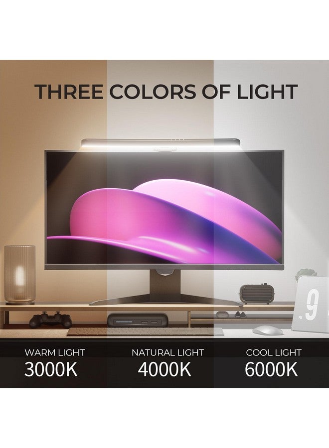 جايسوفو شريط إضاءة شاشة Geisofu المنحني مع إضاءة خلفية RGB، مصباح شاشة كمبيوتر للعناية بالعين، مصدر ضوء مزدوج مع شريط إضاءة مؤقت للتحكم باللمس، ملحقات الألعاب للعبة المكتب المنزلي  - Image 2