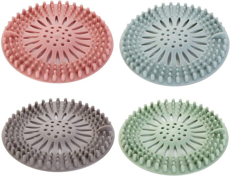 KASQUE Durable Silicone Kitchen Bathroom Sink Drain Strainer Sewer Sink Strainer, Garbage Filters, Hair Stopper, Shower Drain Filter, and Clean, Random Color (Pack of 4) - Image 1