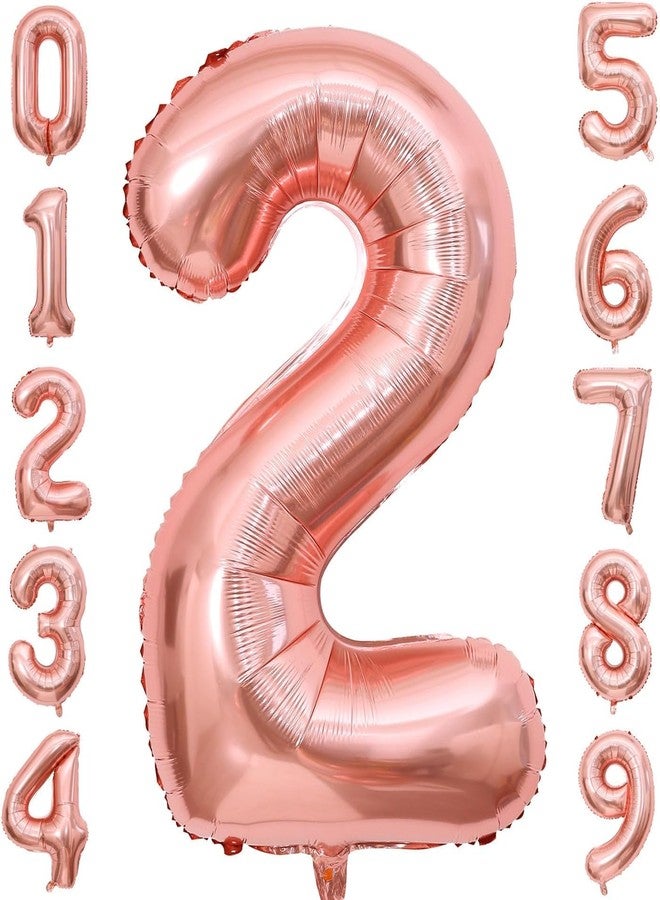 FI - FLICK IN 1Pcs 2 number Rosegold Foil Balloon 16 Inch For Birthday Decoration Items 2nd Year Balloons, Two (Pack of 1)
