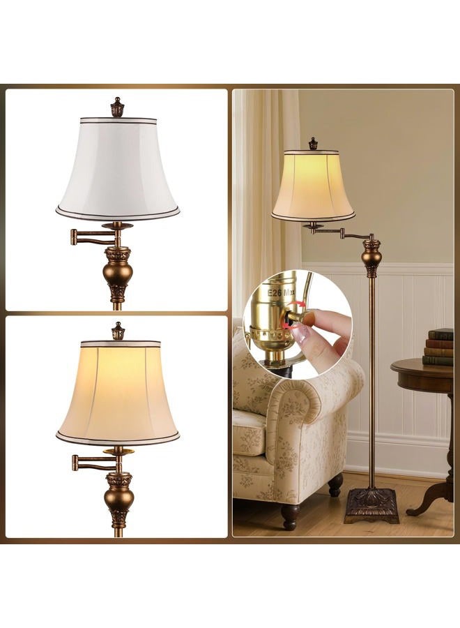 PARTPHONER Vintage Floor Lamps for Living Room,Traditional 350° Adjustable Swing Arm Farmhouse Floor Lamp for Bedroom, Rustic Standing Lamp Pole Lamps for Reading, Home Décor and Office,Bronze Gold - Image 3