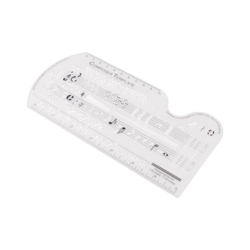 Music Notation Ruler: 1mm Thick White PP Material, Comprehensive Music Symbols, Dual Millimeter & Inch Scales - Lightweight Durable Composer Template for Composers, Music Teachers, Students and Music - Image 1
