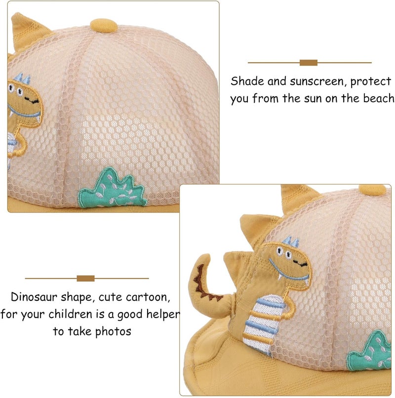 Breathable Sun Hat Mesh Bucket Hat with Cartoon Dinosaur Embroidery Sun Protection Cap for Boys and Summer Outdoor 50cm - Image 3