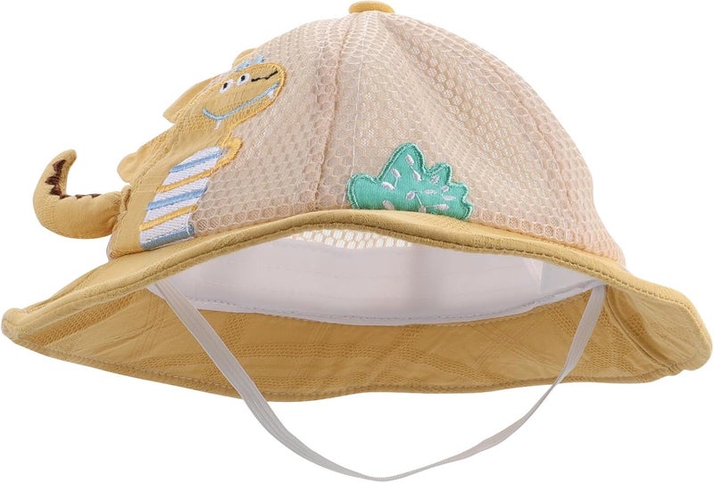 Breathable Sun Hat Mesh Bucket Hat with Cartoon Dinosaur Embroidery Sun Protection Cap for Boys and Summer Outdoor 50cm - Image 1