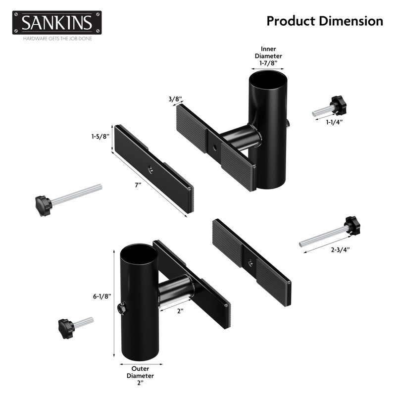 SANKINS Patio Umbrella Holder for Deck Railing, Adjustable Patio Umbrella Base Outdoor Umbrella Stand, Patio Umbrella Clamp Deck Umbrella Mount for Balcony, Patio Railing - Image 2
