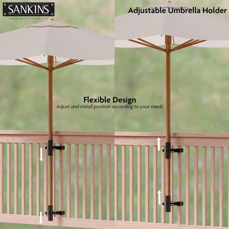 SANKINS Patio Umbrella Holder for Deck Railing, Adjustable Patio Umbrella Base Outdoor Umbrella Stand, Patio Umbrella Clamp Deck Umbrella Mount for Balcony, Patio Railing - Image 5