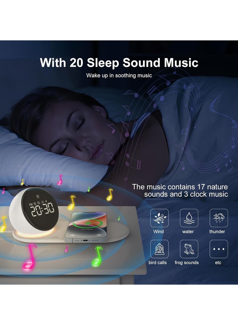 General Digital Alarm Clock for Heavy Sleepers Adult, Night Light, 15W Fast Wireless Charger, 20 White Noise Sounds, 3 Levels Dimmable Touch Desk Lamp with Snooze Function, Gift Ideas for Teen Girls Boys  - Image 5