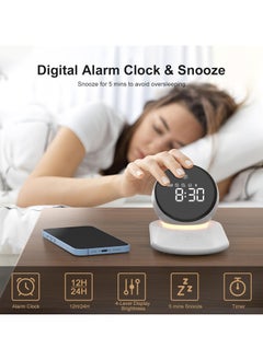General Digital Alarm Clock for Heavy Sleepers Adult, Night Light, 15W Fast Wireless Charger, 20 White Noise Sounds, 3 Levels Dimmable Touch Desk Lamp with Snooze Function, Gift Ideas for Teen Girls Boys  - Image 4
