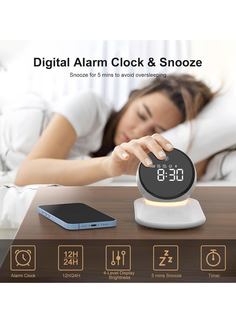 General Digital Alarm Clock for Heavy Sleepers Adult, Night Light, 15W Fast Wireless Charger, 20 White Noise Sounds, 3 Levels Dimmable Touch Desk Lamp with Snooze Function, Gift Ideas for Teen Girls Boys  - Image 4