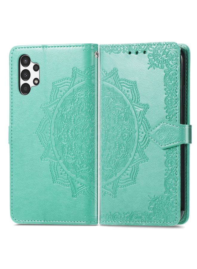 اس-توب جراب لهاتف Samsung Galaxy A13 4G جراب هاتف جلدي منقوش بزهرة ماندالا - Image 2