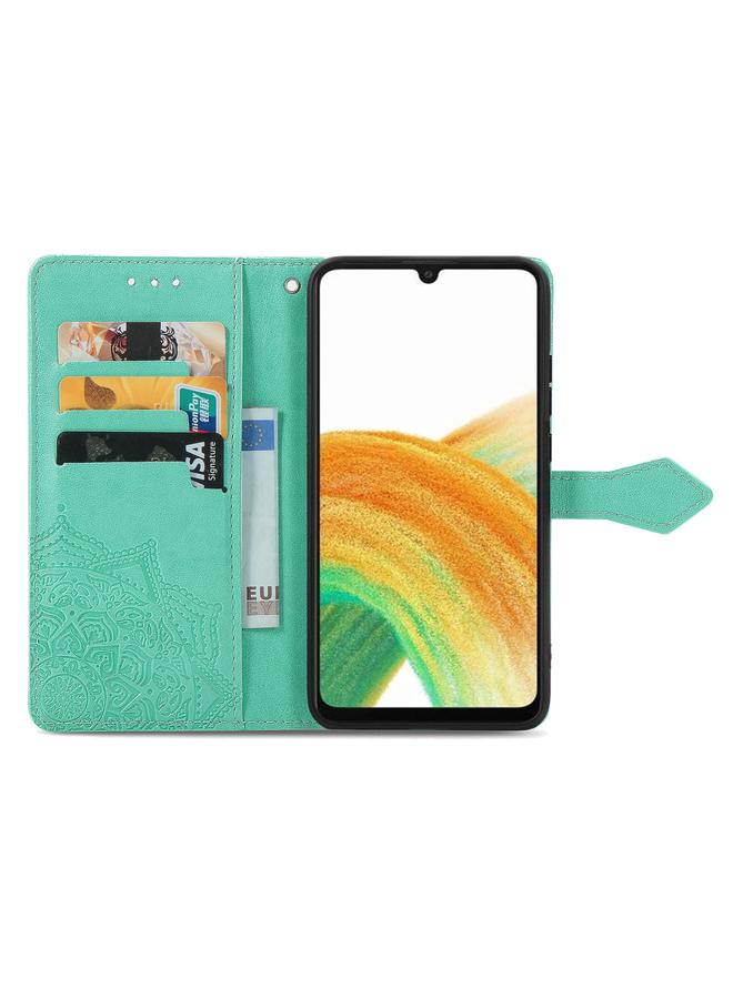 اس-توب جراب لهاتف Samsung Galaxy A13 4G جراب هاتف جلدي منقوش بزهرة ماندالا - Image 3