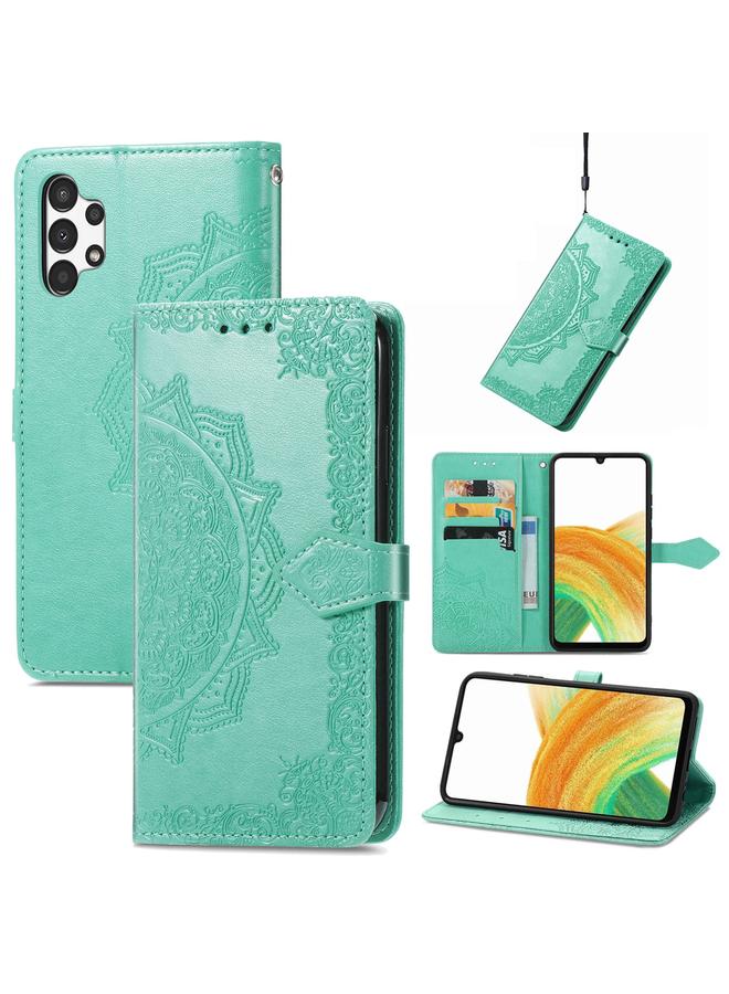 اس-توب جراب لهاتف Samsung Galaxy A13 4G جراب هاتف جلدي منقوش بزهرة ماندالا - Image 1