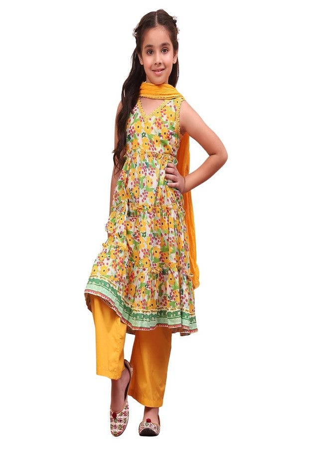 BIBA Kid's Cotton Salwar Suit Sets (KWMOMBASA5279EAW24ORANGE - Image 1