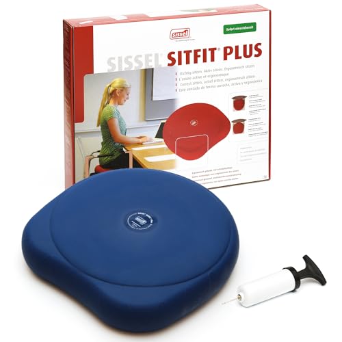 SISSEL SITFIT Plus | الجلوس النشط والديناميكي | وظيفة 2 في 1 | ضغط قابل للتعديل | أزرق، 14.5 بوصة | يقوي عضلات الظهر | يشمل مضخة وملصق تمرين - Image 1