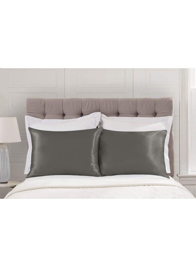 ShopBedding Luxury Satin Pillowcase for Hair – Standard Satin Pillowcase with Zipper, Silver (2 per Pack) – Blissford - Image 3