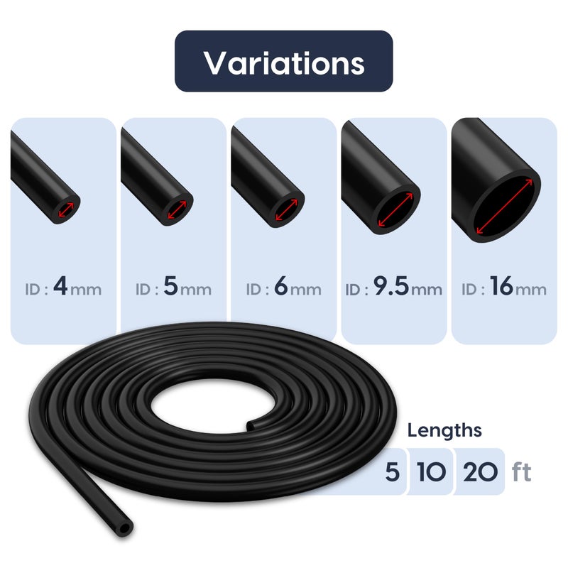Endure 5324mm ID Silicone Vacuum Tubing Hose 10 FT High Performance 100PSI Engine Automotive Silicone Hose Line Engine Automotive Vacuum High Temperature Black - Image 4