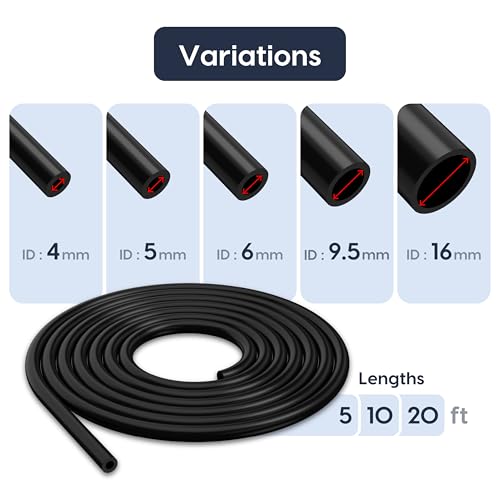 Endure 5324mm ID Silicone Vacuum Tubing Hose 10 FT High Performance 100PSI Engine Automotive Silicone Hose Line Engine Automotive Vacuum High Temperature Black - Image 3