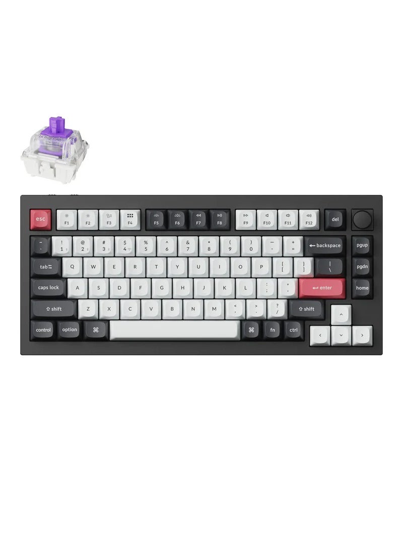 Keychron Q1 HE QMK Wireless Custom Mechanical Keyboard with Knob, 2.4 GHz/Bluetooth/Wired 75% Layout Hot-Swappable Programmable RGB Backlit Gateron Magnetic Switches