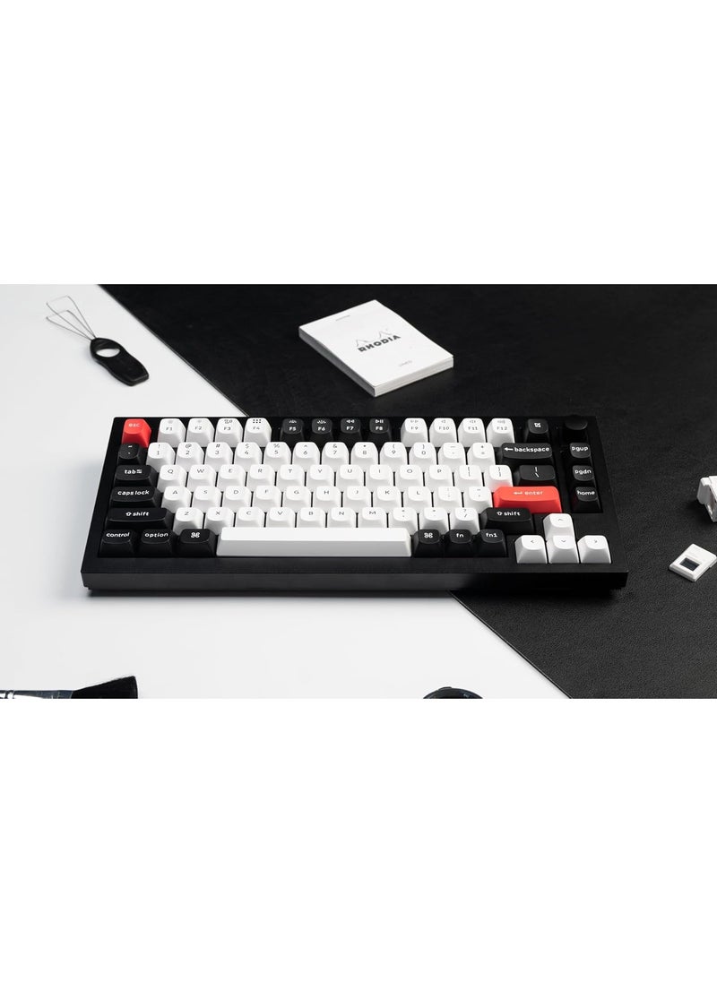 Keychron Q1 HE QMK Wireless Custom Mechanical Keyboard with Knob, 2.4 GHz/Bluetooth/Wired 75% Layout Hot-Swappable Programmable RGB Backlit Gateron Magnetic Switches