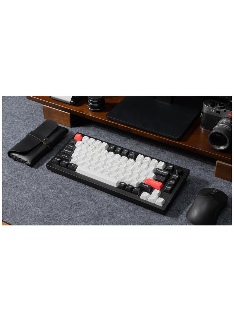 Keychron Q1 HE QMK Wireless Custom Mechanical Keyboard with Knob, 2.4 GHz/Bluetooth/Wired 75% Layout Hot-Swappable Programmable RGB Backlit Gateron Magnetic Switches