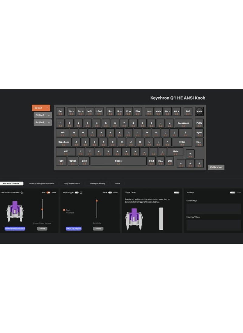 Keychron Q1 HE QMK Wireless Custom Mechanical Keyboard with Knob, 2.4 GHz/Bluetooth/Wired 75% Layout Hot-Swappable Programmable RGB Backlit Gateron Magnetic Switches