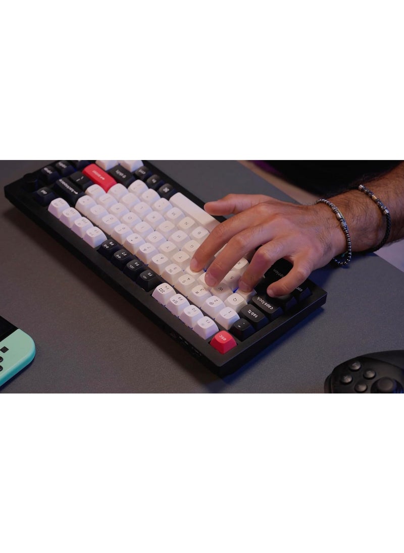 Keychron Q1 HE QMK Wireless Custom Mechanical Keyboard with Knob, 2.4 GHz/Bluetooth/Wired 75% Layout Hot-Swappable Programmable RGB Backlit Gateron Magnetic Switches