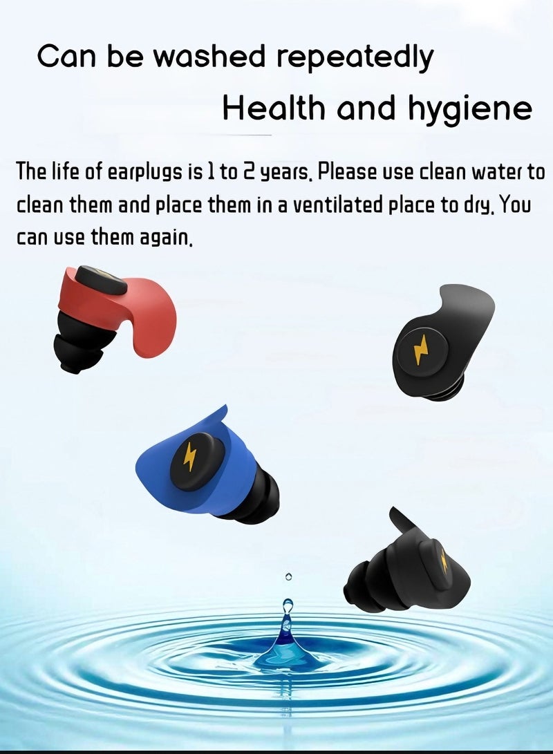 Naxifly Sleep earplugs, noise-canceling earplugs for children and adults, reusable earplugs with storage case. Ear protection, sleep earplugs, anti-snoring, 6 pairs (black). Suitable for work, travel, study, and concerts. - Image 4