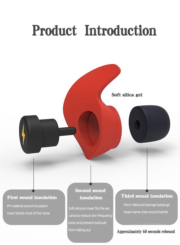 Naxifly Sleep earplugs, noise-canceling earplugs for children and adults, reusable earplugs with storage case. Ear protection, sleep earplugs, anti-snoring, 6 pairs (black). Suitable for work, travel, study, and concerts. - Image 3