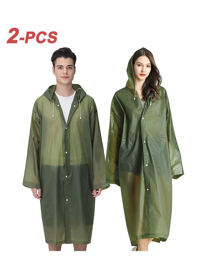 Generic 2-Piece Unisex Raincoat, Sport Outdoor Travel Waterproof Hooded EVA Drawstring Regular Size-Green  - Image 1