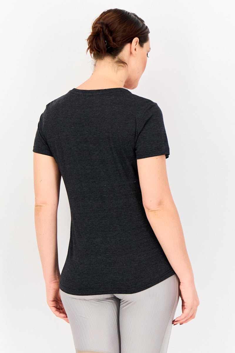 Aeropostale تي شيرت تدريب قصير الأكمام للنساء، أسود مائل للرمادي - Image 3