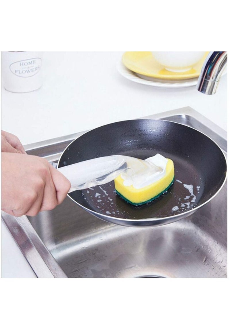 KASTWAVE 1pc Dish Wand and 7pc Refill Sponge Heads Replacement Cleaning Brush Sponge Brush for Kitchen Sink Cleaning 1 Dish Wand and 7 Refill Replacement Heads - Image 4