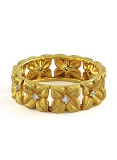 STARGEMS 18K Yellow Gold Diamond Ring with Flower Design  - Image 1