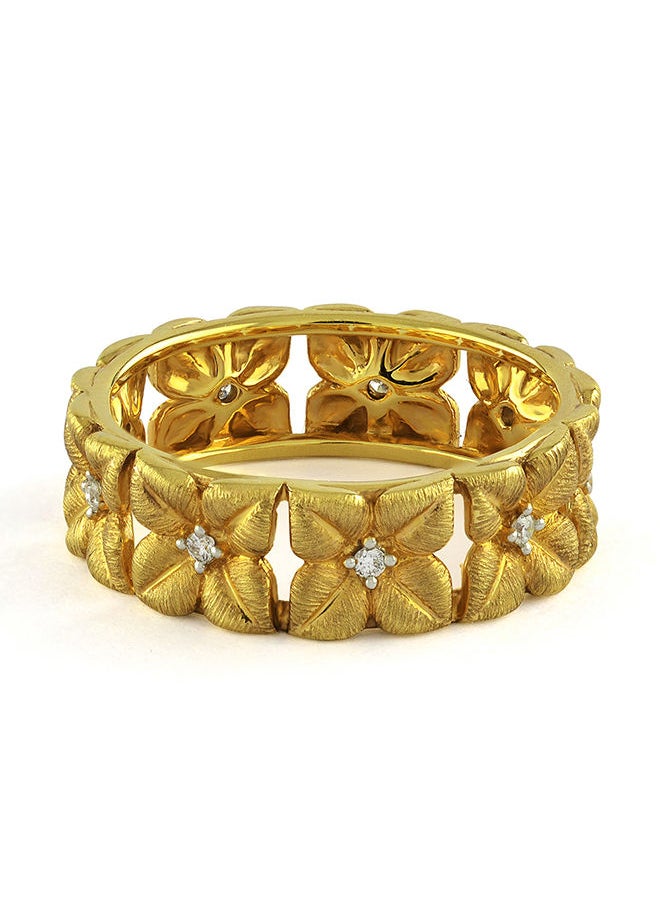 STARGEMS - 18K Yellow Gold Diamond Ring with Flower Design - Image 1
